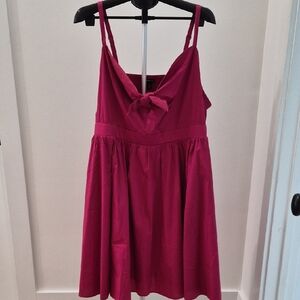 Torrid Cherries Jubilee Red Pink Poplin Tie-Front Pinup Swing Dress 3X 22 24